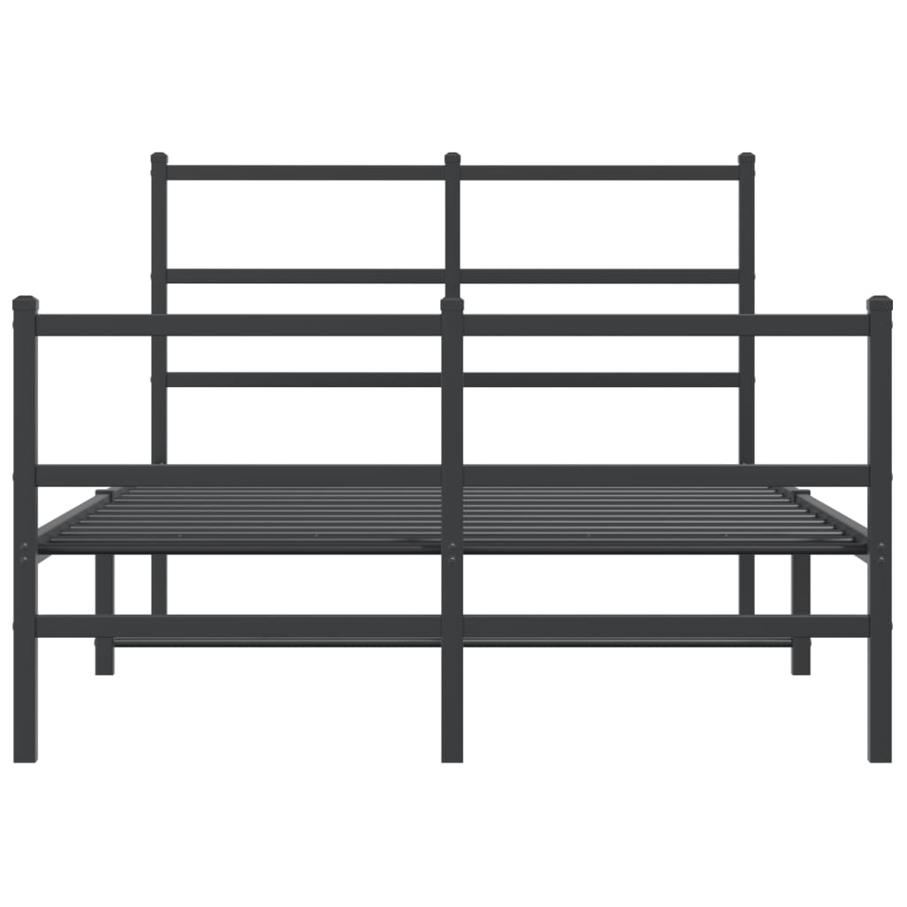 Bedframe Met Hoofd- En Voeteneinde Metaal 120 x 200 cm Zwart met hoofdbord & voetbord