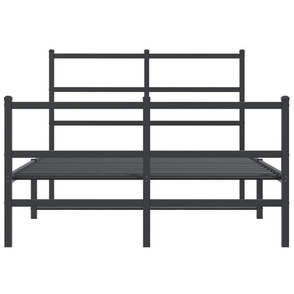 Bedframe Met Hoofd- En Voeteneinde Metaal 120 x 200 cm Zwart met hoofdbord & voetbord