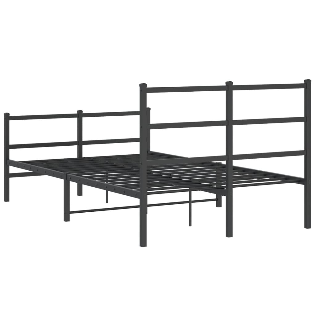 Bedframe Met Hoofd- En Voeteneinde Metaal 120 x 200 cm Zwart met hoofdbord & voetbord