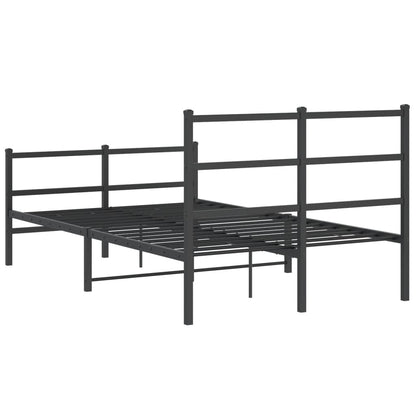 Bedframe Met Hoofd- En Voeteneinde Metaal 120 x 200 cm Zwart met hoofdbord & voetbord