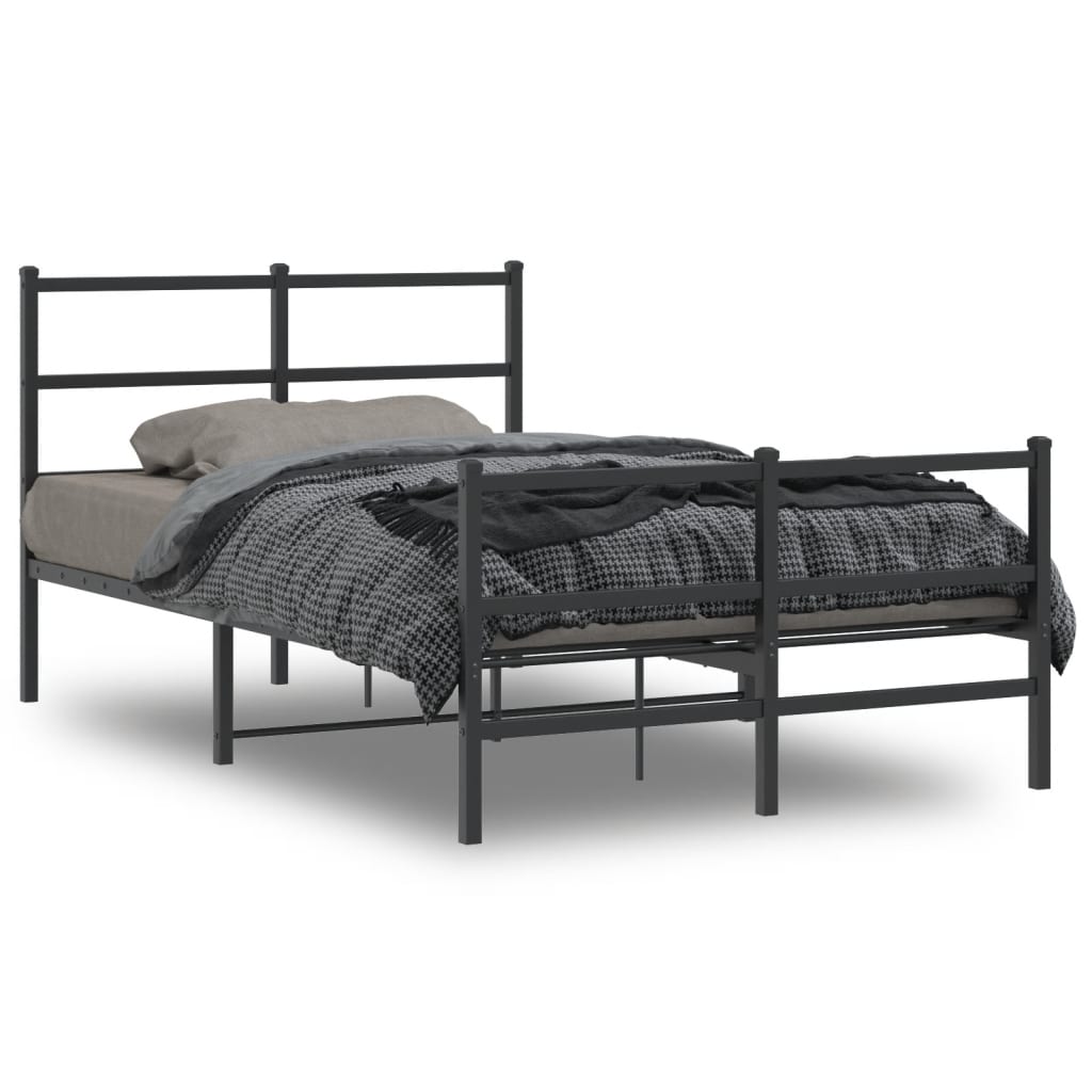 Bedframe Met Hoofd- En Voeteneinde Metaal 120 x 200 cm Zwart met hoofdbord & voetbord