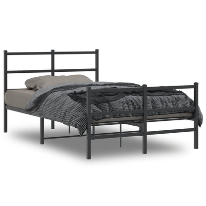 Bedframe Met Hoofd- En Voeteneinde Metaal 120 x 200 cm Zwart met hoofdbord & voetbord