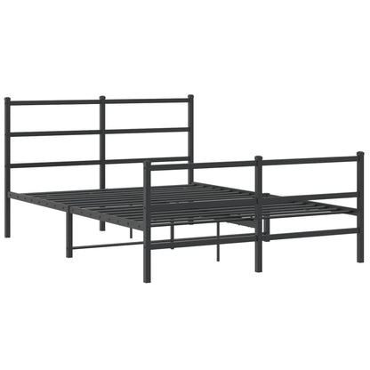 Bedframe Met Hoofd- En Voeteneinde Metaal 135 x 190 cm Zwart met hoofdbord & voetbord