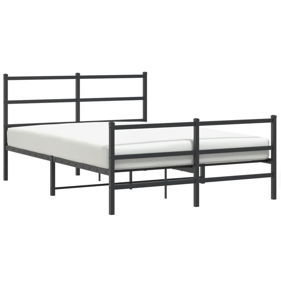 Bedframe Met Hoofd- En Voeteneinde Metaal 135 x 190 cm Zwart met hoofdbord & voetbord