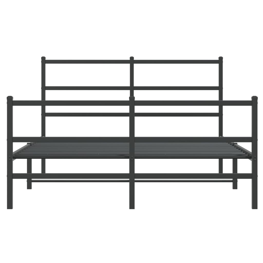 Bedframe Met Hoofd- En Voeteneinde Metaal 135 x 190 cm Zwart met hoofdbord & voetbord