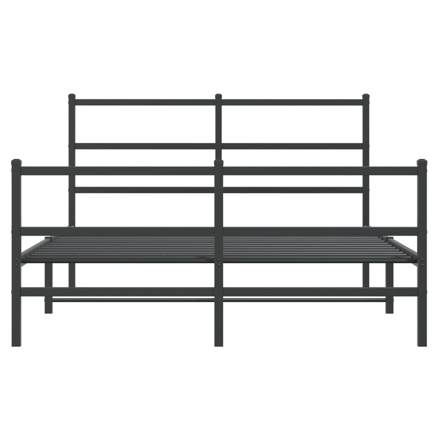 Bedframe Met Hoofd- En Voeteneinde Metaal 135 x 190 cm Zwart met hoofdbord & voetbord