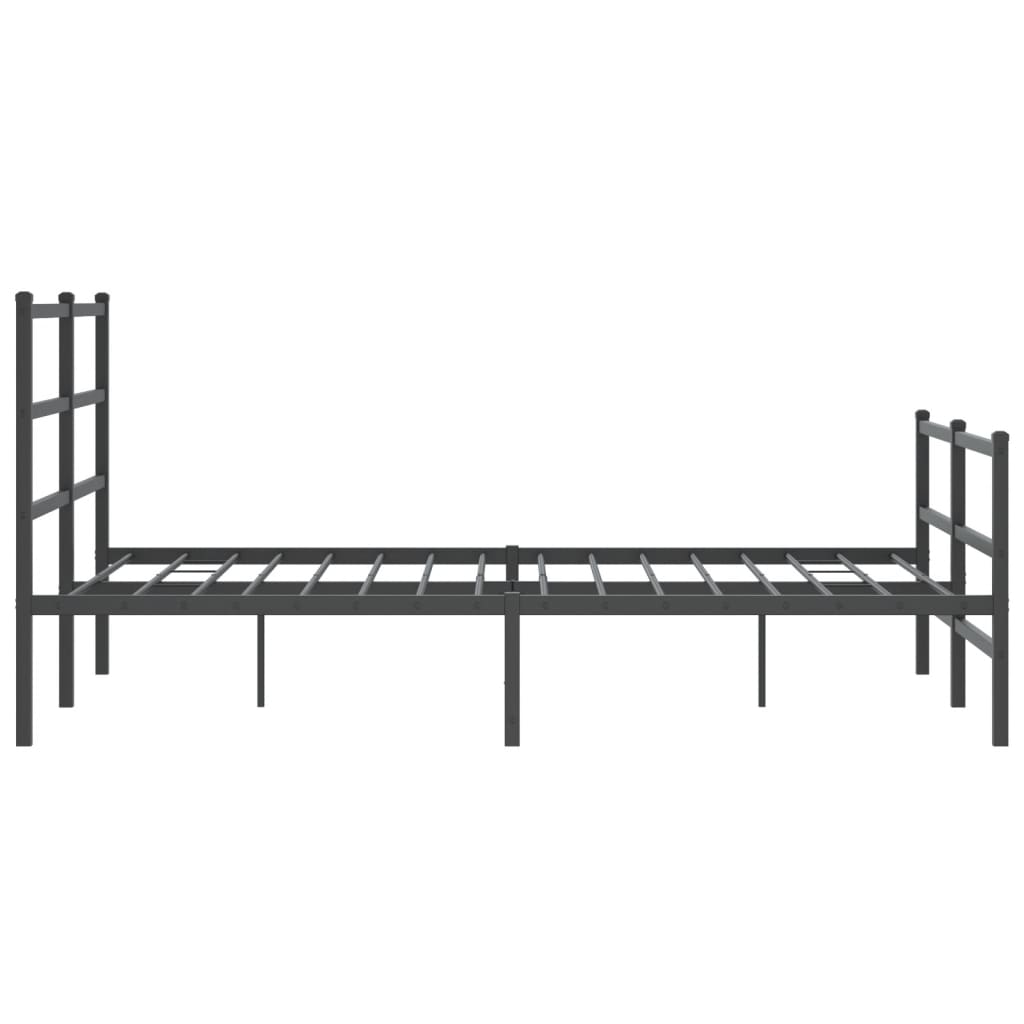 Bedframe Met Hoofd- En Voeteneinde Metaal 135 x 190 cm Zwart met hoofdbord & voetbord