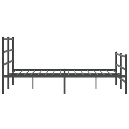 Bedframe Met Hoofd- En Voeteneinde Metaal 135 x 190 cm Zwart met hoofdbord & voetbord