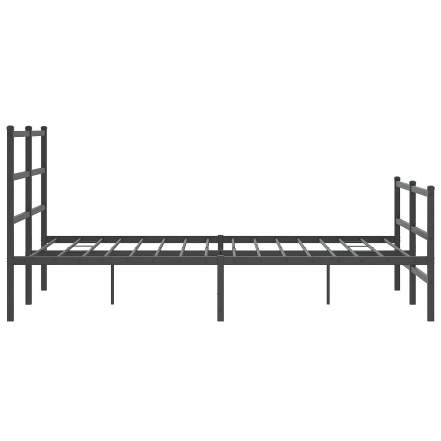 Bedframe Met Hoofd- En Voeteneinde Metaal 135 x 190 cm Zwart met hoofdbord & voetbord