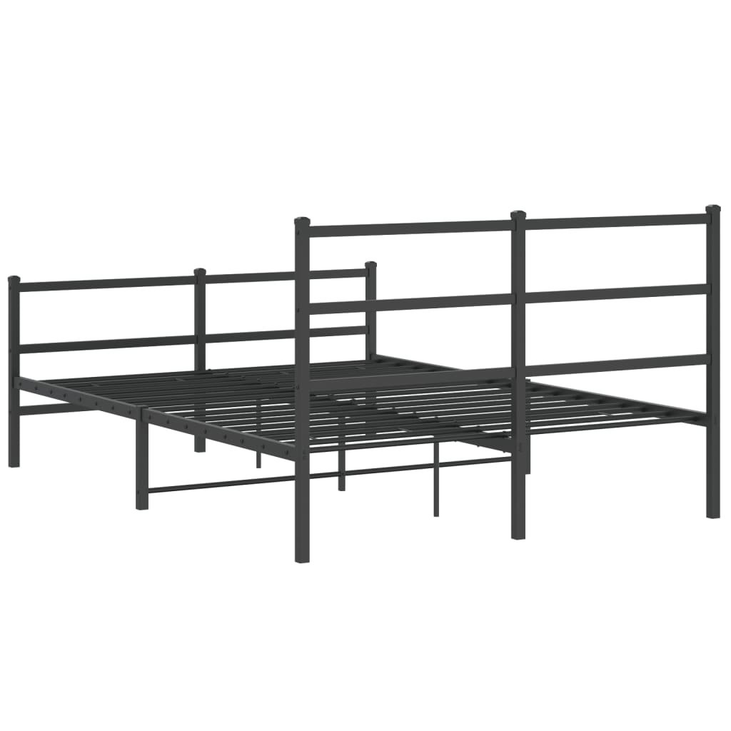 Bedframe Met Hoofd- En Voeteneinde Metaal 135 x 190 cm Zwart met hoofdbord & voetbord