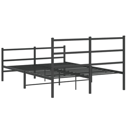 Bedframe Met Hoofd- En Voeteneinde Metaal 135 x 190 cm Zwart met hoofdbord & voetbord