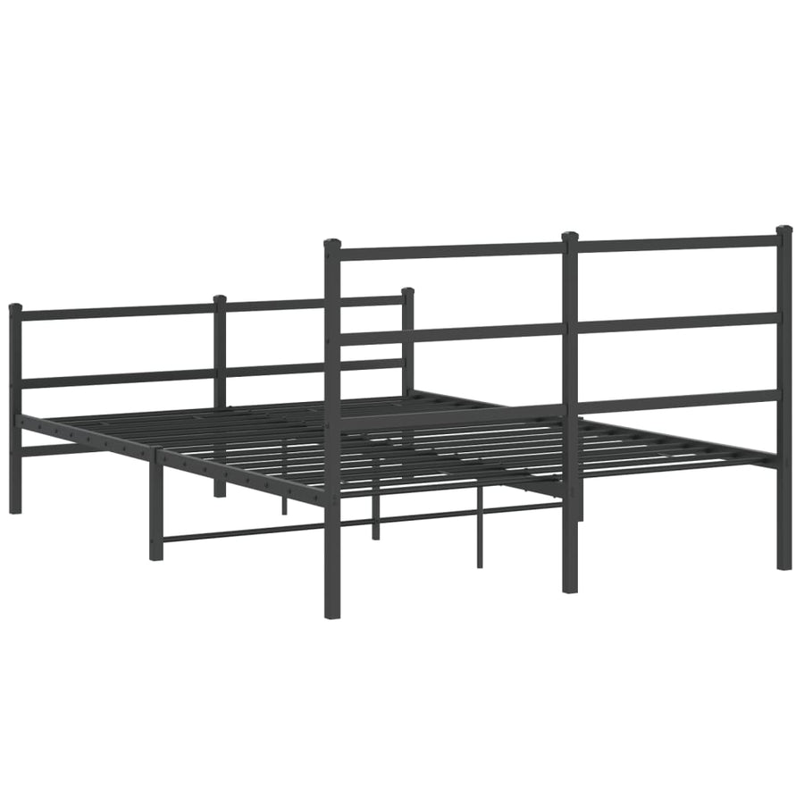 Bedframe Met Hoofd- En Voeteneinde Metaal 135 x 190 cm Zwart met hoofdbord & voetbord