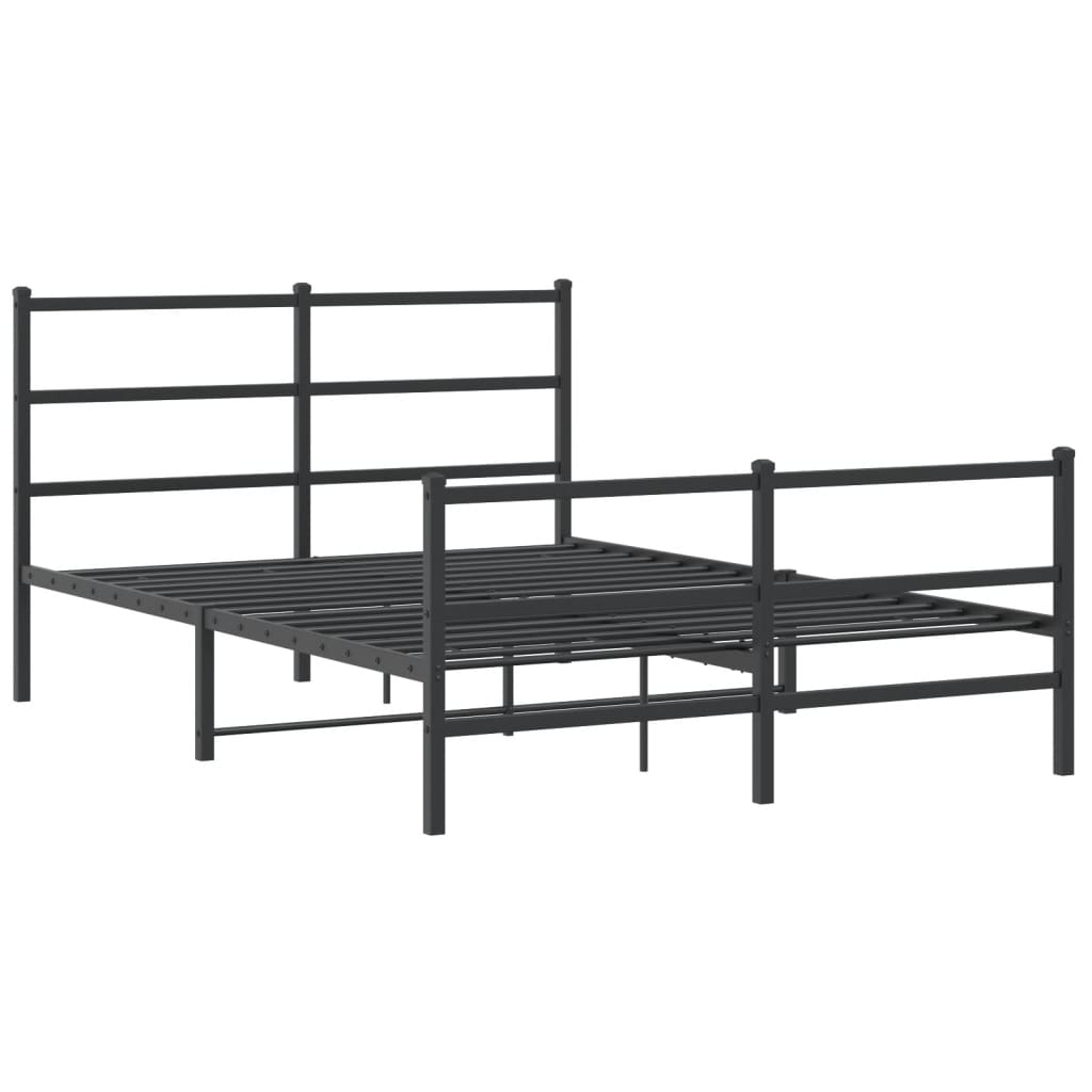 Bedframe Met Hoofd- En Voeteneinde Metaal 140 x 190 cm Zwart met hoofdbord & voetbord