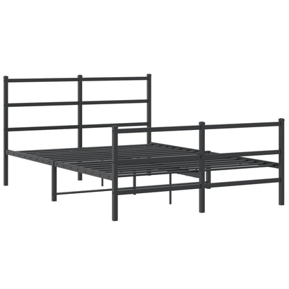 Bedframe Met Hoofd- En Voeteneinde Metaal 140 x 190 cm Zwart met hoofdbord & voetbord