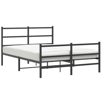 Bedframe Met Hoofd- En Voeteneinde Metaal 140 x 190 cm Zwart met hoofdbord & voetbord