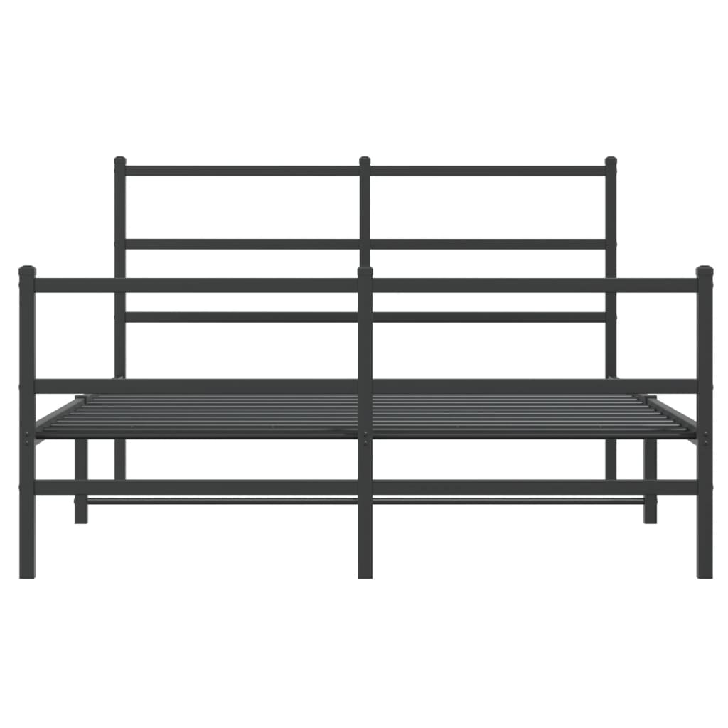 Bedframe Met Hoofd- En Voeteneinde Metaal 140 x 190 cm Zwart met hoofdbord & voetbord