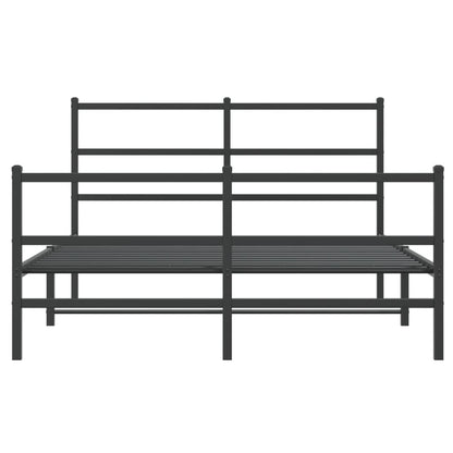 Bedframe Met Hoofd- En Voeteneinde Metaal 140 x 190 cm Zwart met hoofdbord & voetbord