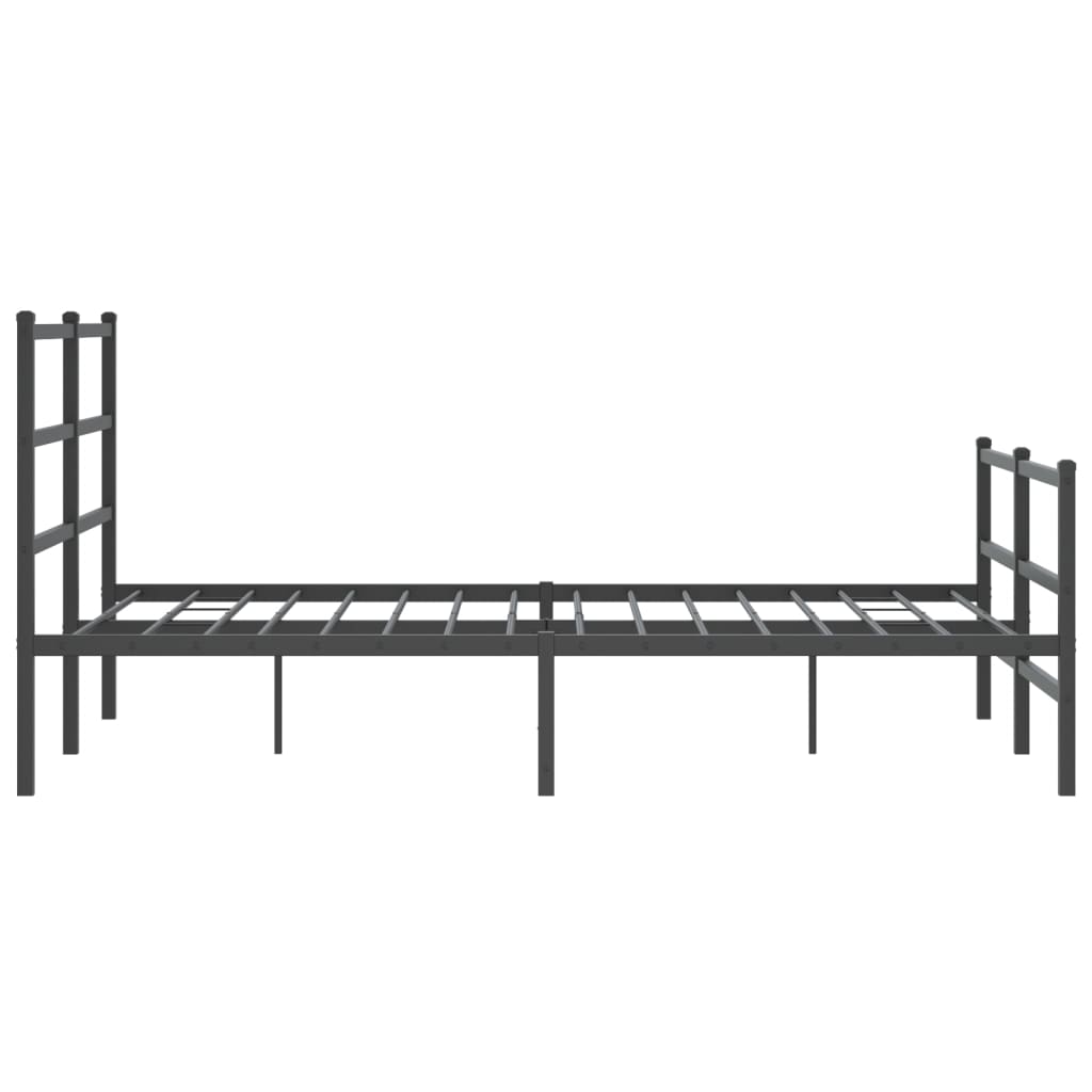 Bedframe Met Hoofd- En Voeteneinde Metaal 140 x 190 cm Zwart met hoofdbord & voetbord