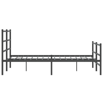 Bedframe Met Hoofd- En Voeteneinde Metaal 140 x 190 cm Zwart met hoofdbord & voetbord