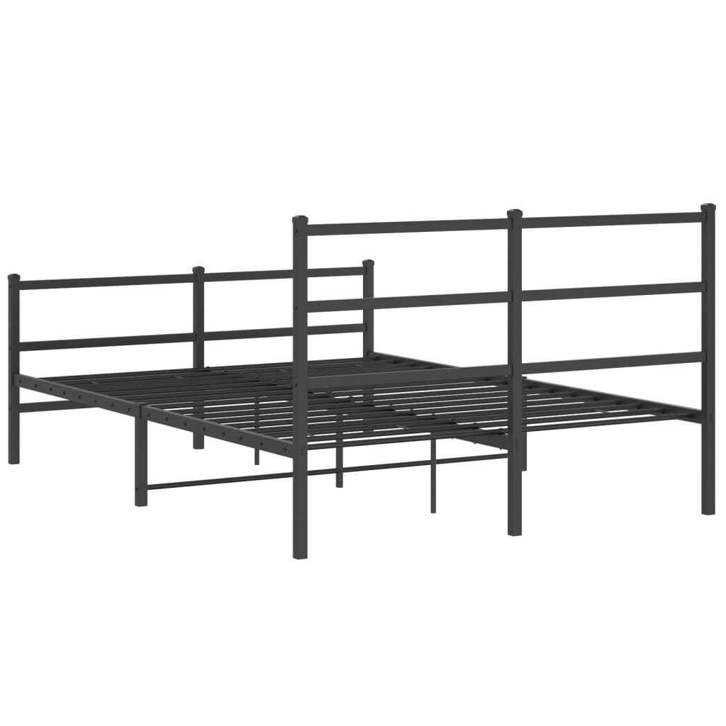 Bedframe Met Hoofd- En Voeteneinde Metaal 140 x 190 cm Zwart met hoofdbord & voetbord