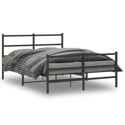 Bedframe Met Hoofd- En Voeteneinde Metaal 140 x 190 cm Zwart met hoofdbord & voetbord