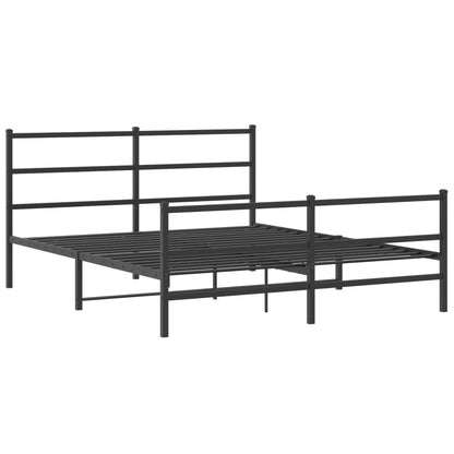 Bedframe Met Hoofd- En Voeteneinde Metaal 150 x 200 cm Zwart met hoofdbord & voetbord