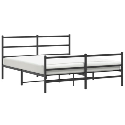 Bedframe Met Hoofd- En Voeteneinde Metaal 150 x 200 cm Zwart met hoofdbord & voetbord