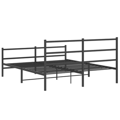 Bedframe Met Hoofd- En Voeteneinde Metaal 150 x 200 cm Zwart met hoofdbord & voetbord