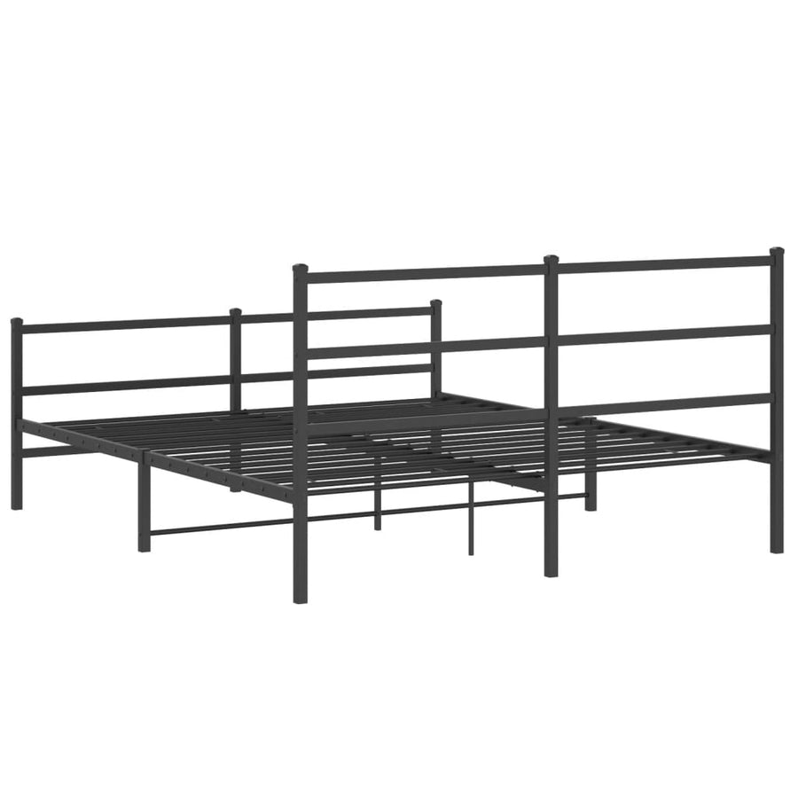 Bedframe Met Hoofd- En Voeteneinde Metaal 150 x 200 cm Zwart met hoofdbord & voetbord