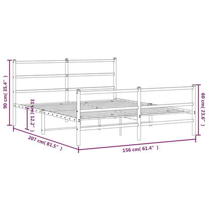Bedframe Met Hoofd- En Voeteneinde Metaal 150 x 200 cm Zwart met hoofdbord & voetbord