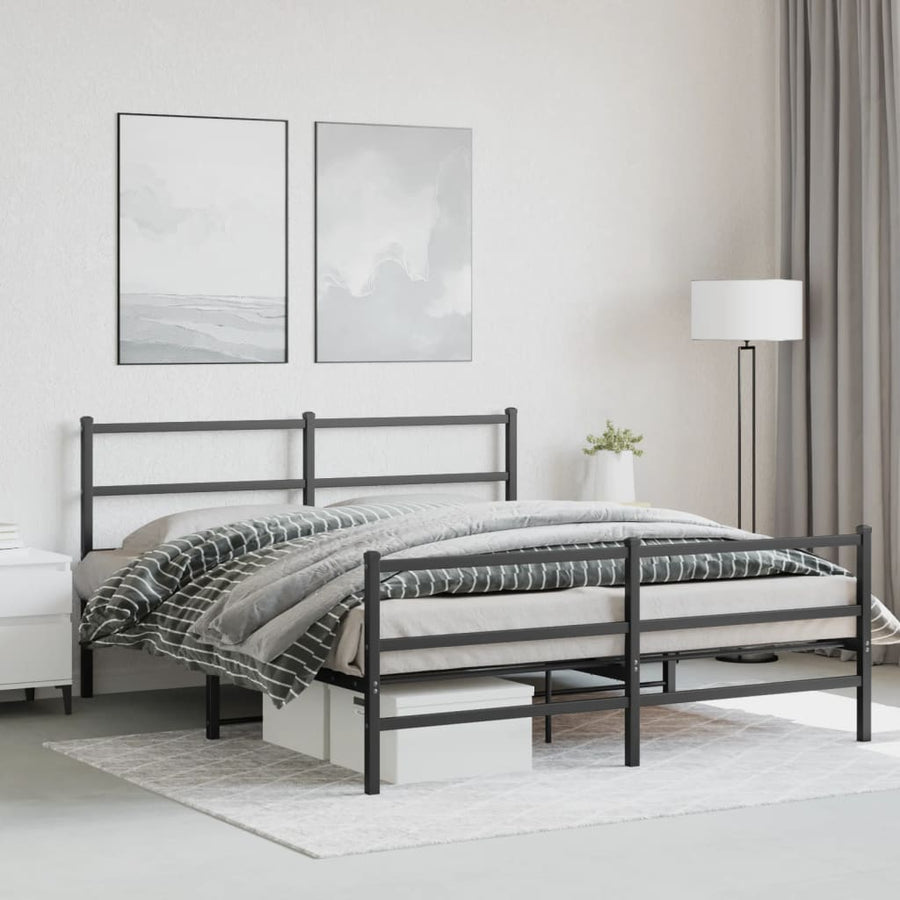 Bedframe Met Hoofd- En Voeteneinde Metaal 160 x 200 cm Zwart