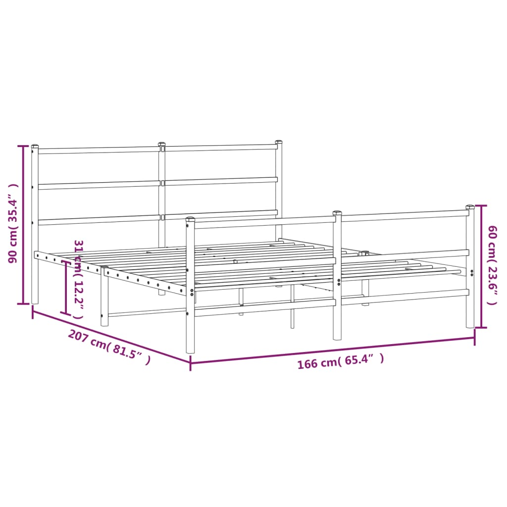 Bedframe Met Hoofd- En Voeteneinde Metaal 160 x 200 cm Zwart