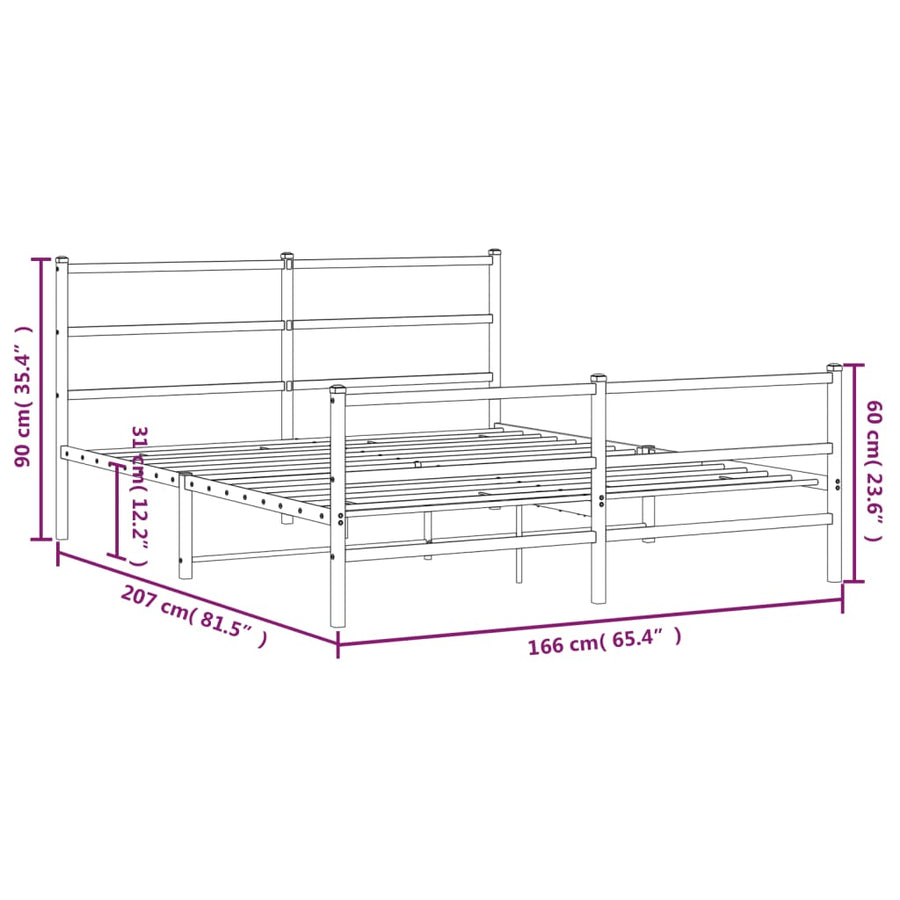 Bedframe Met Hoofd- En Voeteneinde Metaal 160 x 200 cm Zwart