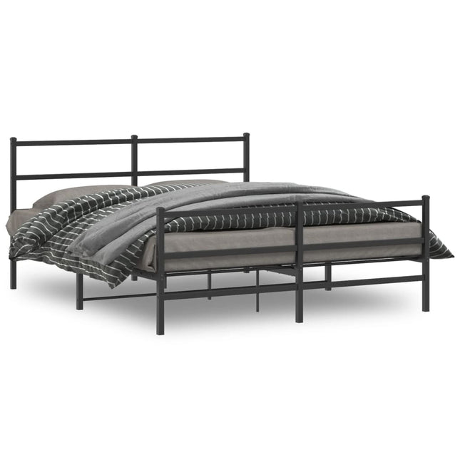 Bedframe Met Hoofd- En Voeteneinde Metaal 160 x 200 cm Zwart met hoofdbord & voetbord