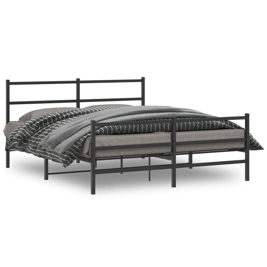 Bedframe Met Hoofd- En Voeteneinde Metaal 160 x 200 cm Zwart