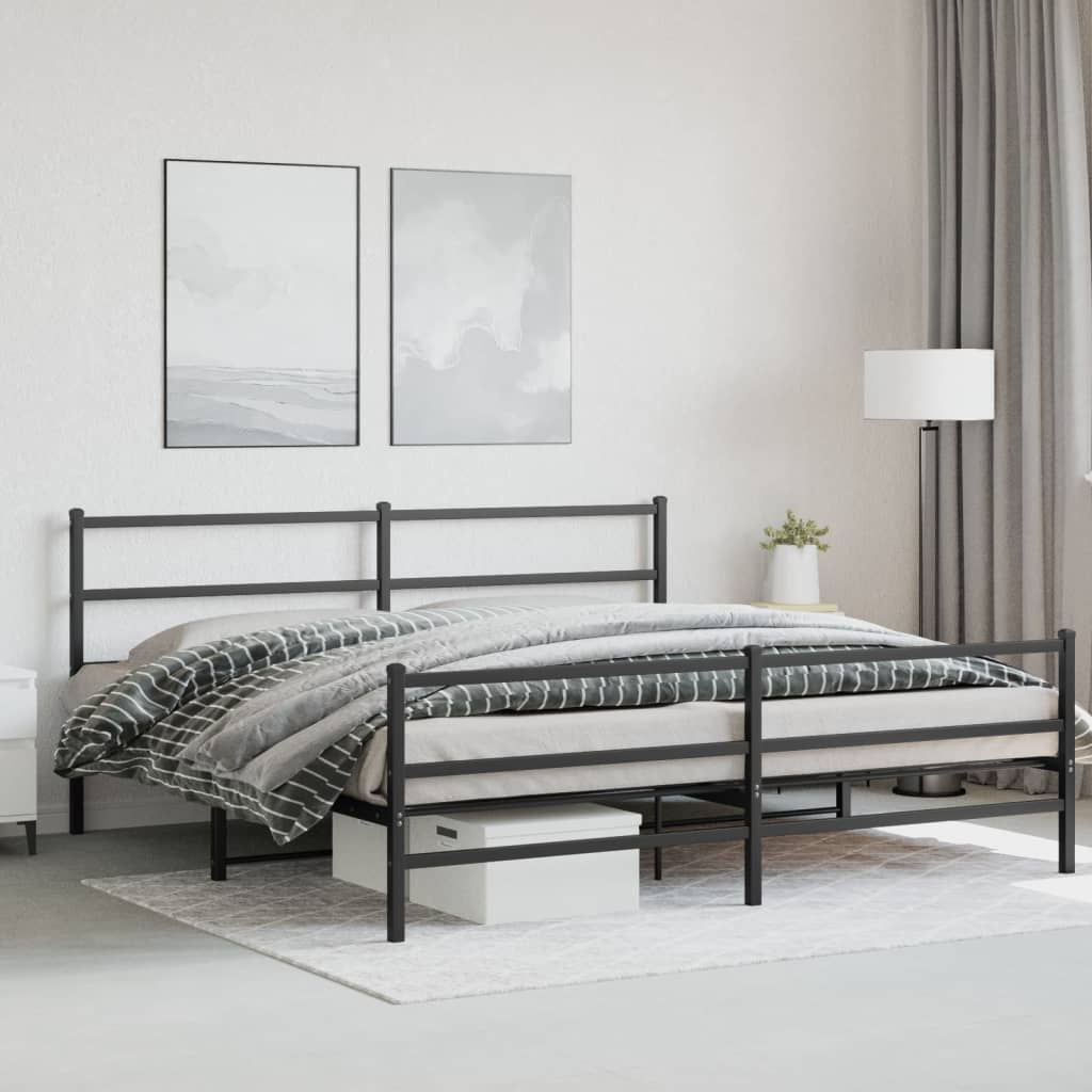 Bedframe Met Hoofd- En Voeteneinde Metaal 180 x 200 cm Zwart