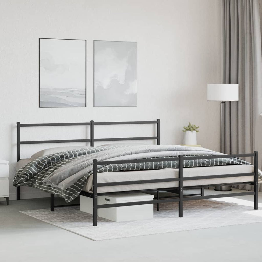 Bedframe Met Hoofd- En Voeteneinde Metaal 180 x 200 cm Zwart