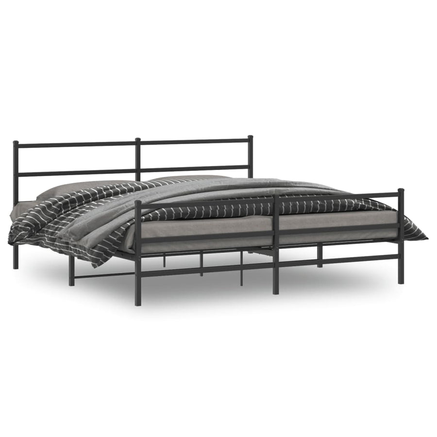Bedframe Met Hoofd- En Voeteneinde Metaal 180 x 200 cm Zwart