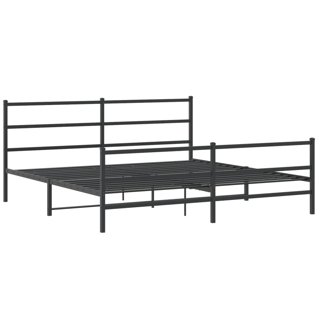 Bedframe Met Hoofd- En Voeteneinde Metaal 183 x 213 cm Zwart met hoofdbord & voetbord