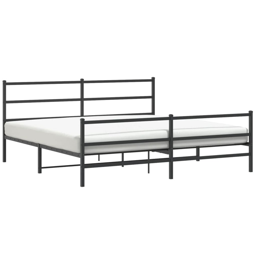 Bedframe Met Hoofd- En Voeteneinde Metaal 183 x 213 cm Zwart met hoofdbord & voetbord