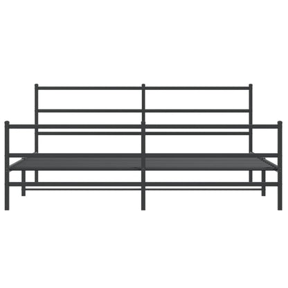 Bedframe Met Hoofd- En Voeteneinde Metaal 183 x 213 cm Zwart met hoofdbord & voetbord