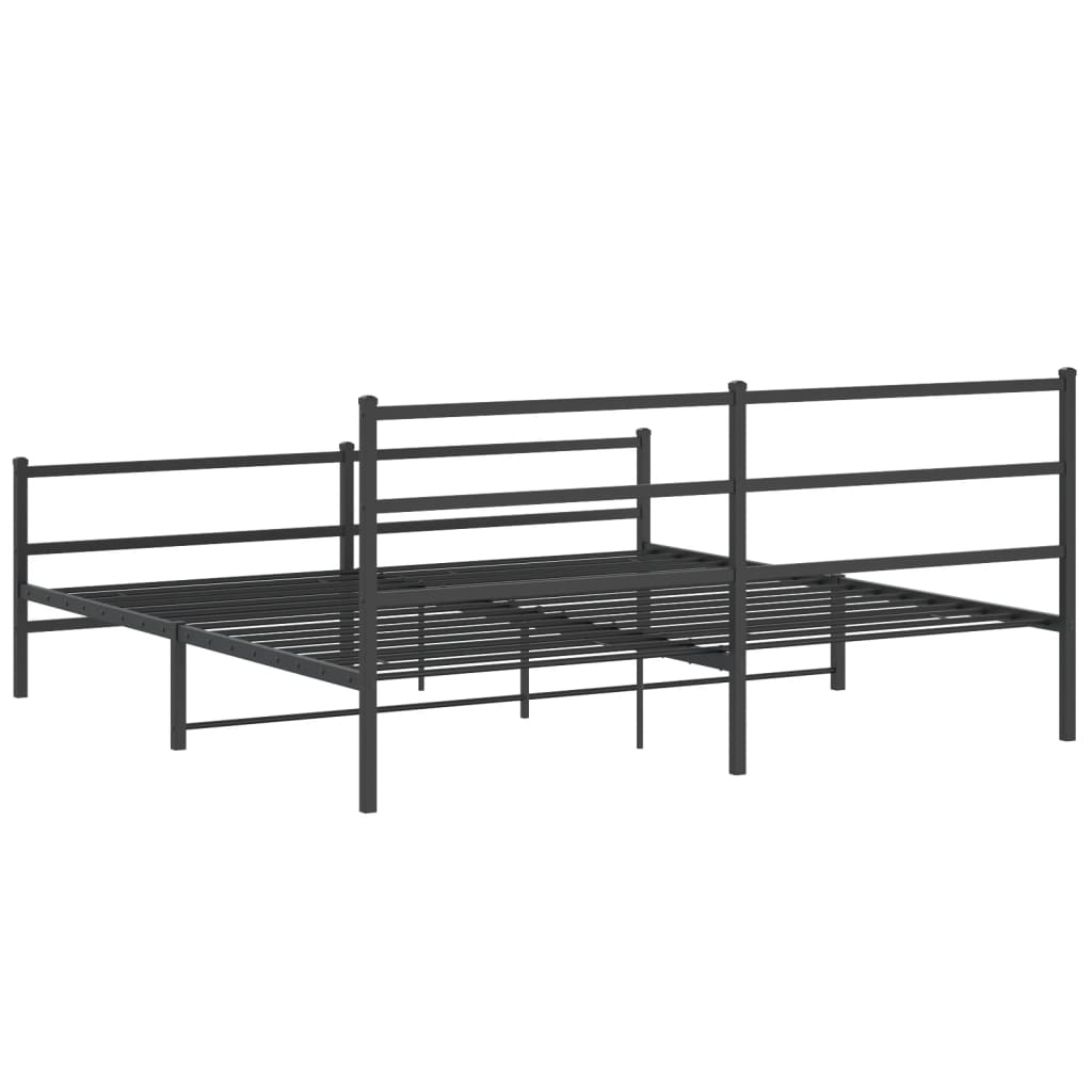 Bedframe Met Hoofd- En Voeteneinde Metaal 183 x 213 cm Zwart met hoofdbord & voetbord