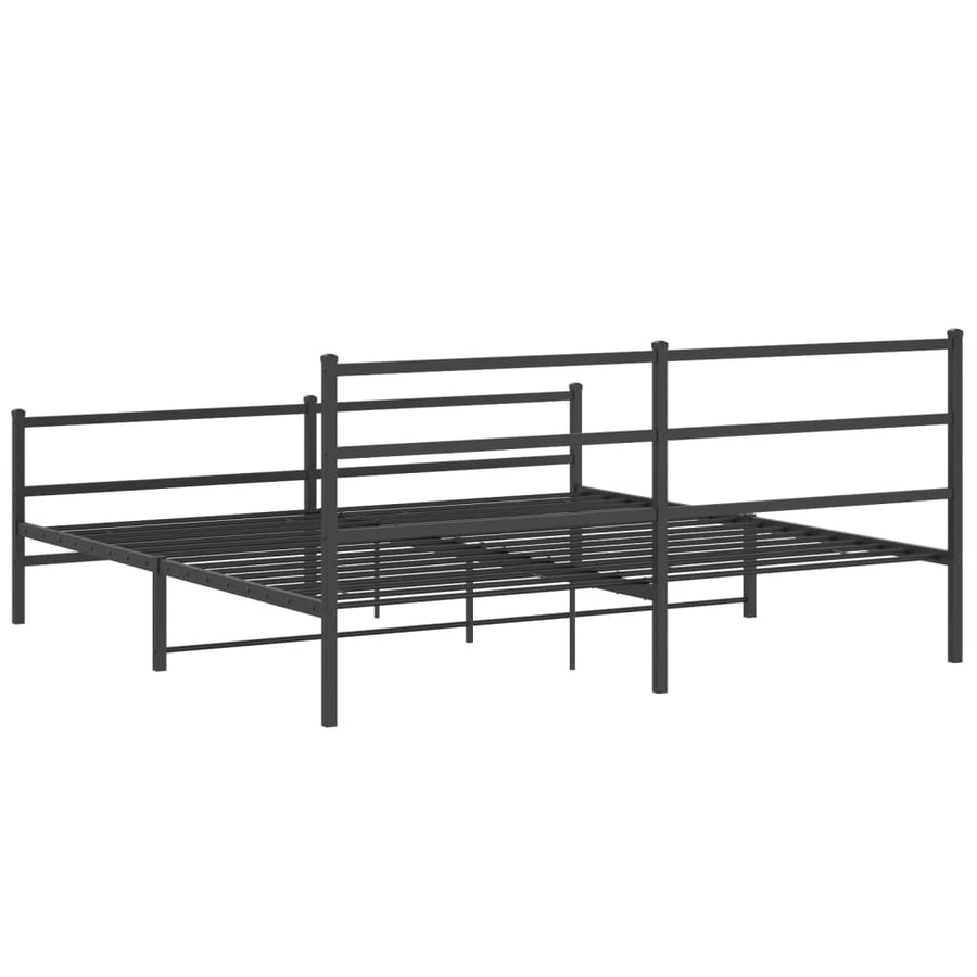 Bedframe Met Hoofd- En Voeteneinde Metaal 183 x 213 cm Zwart met hoofdbord & voetbord