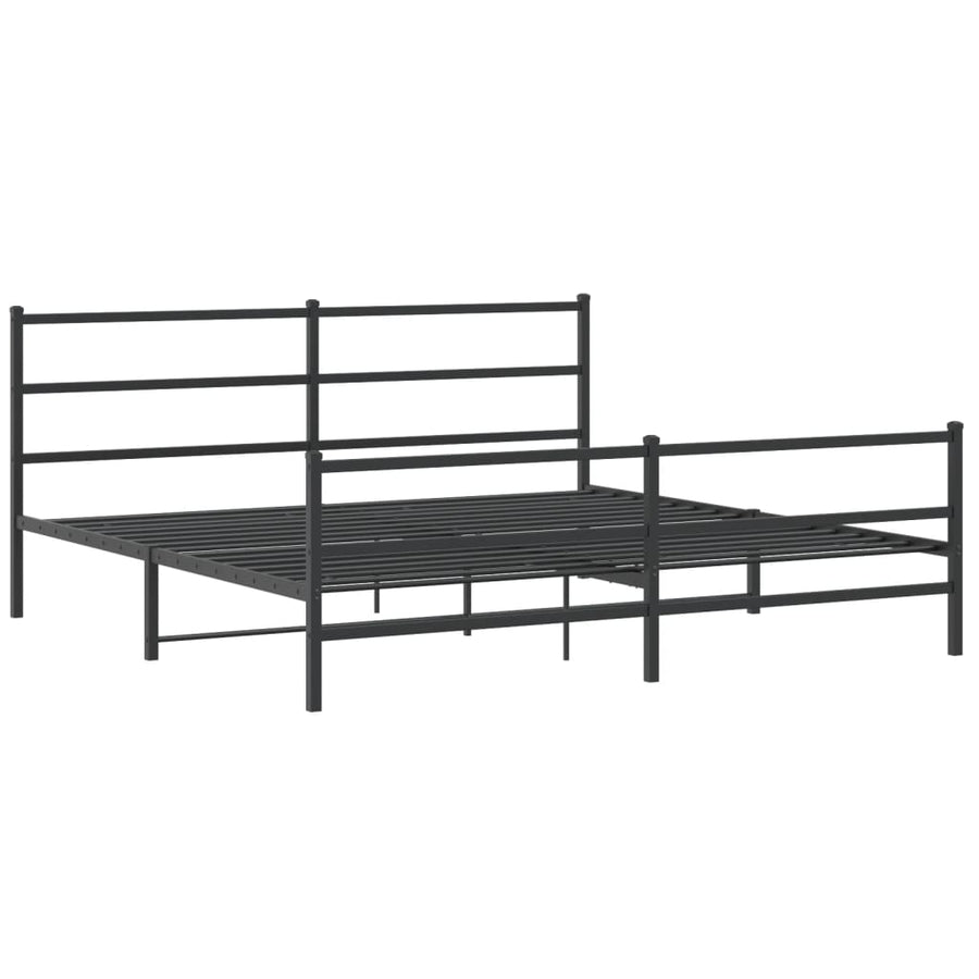 Bedframe Met Hoofd- En Voeteneinde Metaal 193 x 203 cm Zwart met hoofdbord & voetbord