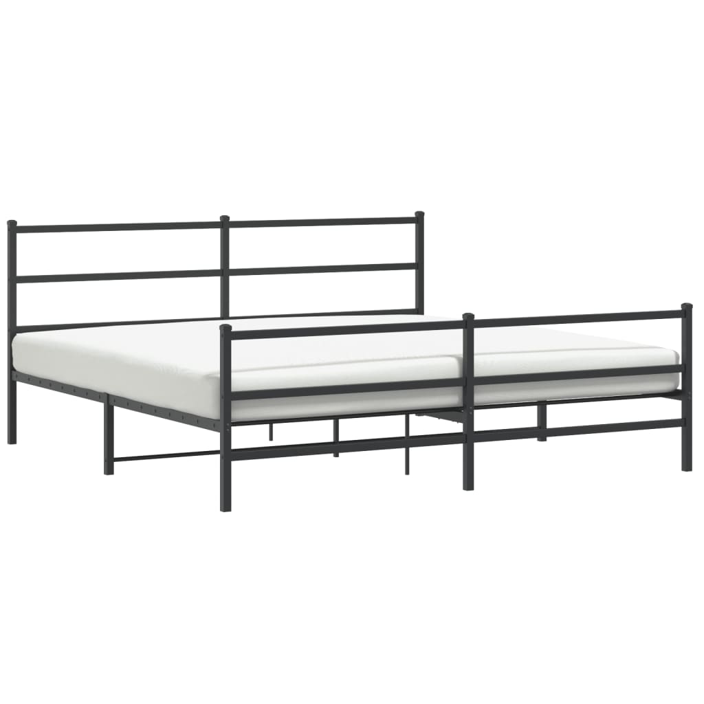 Bedframe Met Hoofd- En Voeteneinde Metaal 193 x 203 cm Zwart met hoofdbord & voetbord