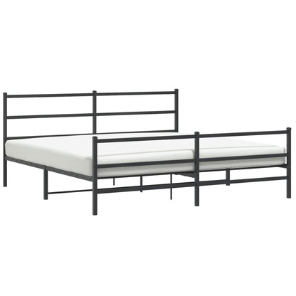 Bedframe Met Hoofd- En Voeteneinde Metaal 193 x 203 cm Zwart met hoofdbord & voetbord