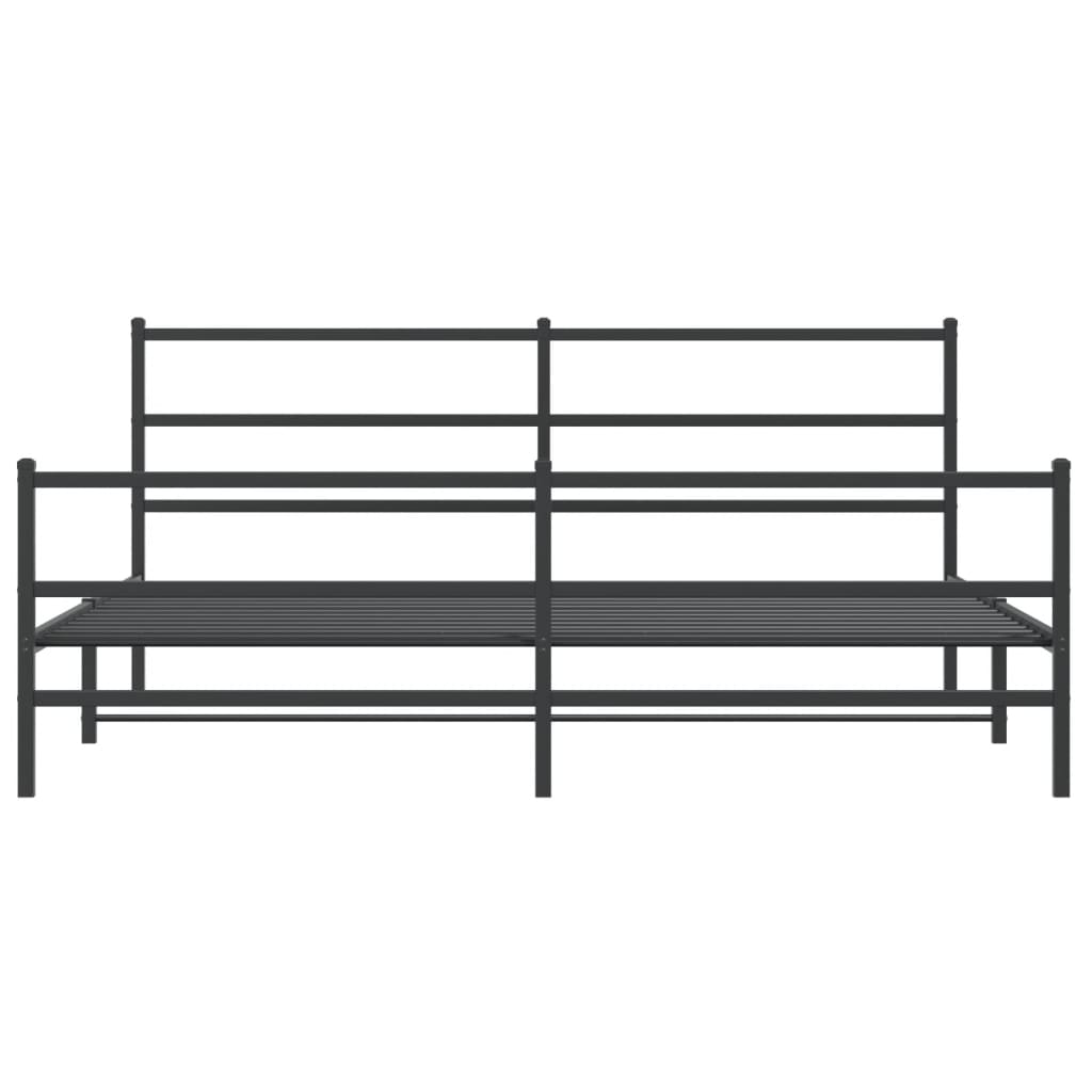 Bedframe Met Hoofd- En Voeteneinde Metaal 193 x 203 cm Zwart met hoofdbord & voetbord