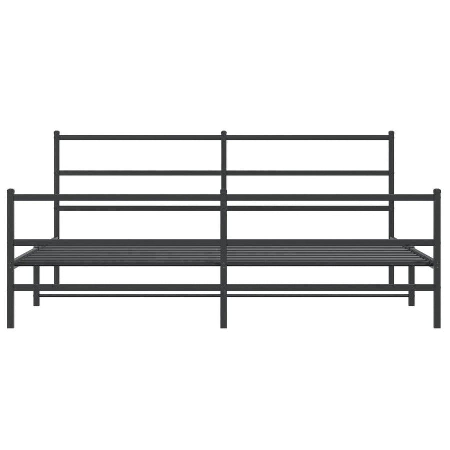 Bedframe Met Hoofd- En Voeteneinde Metaal 193 x 203 cm Zwart met hoofdbord & voetbord