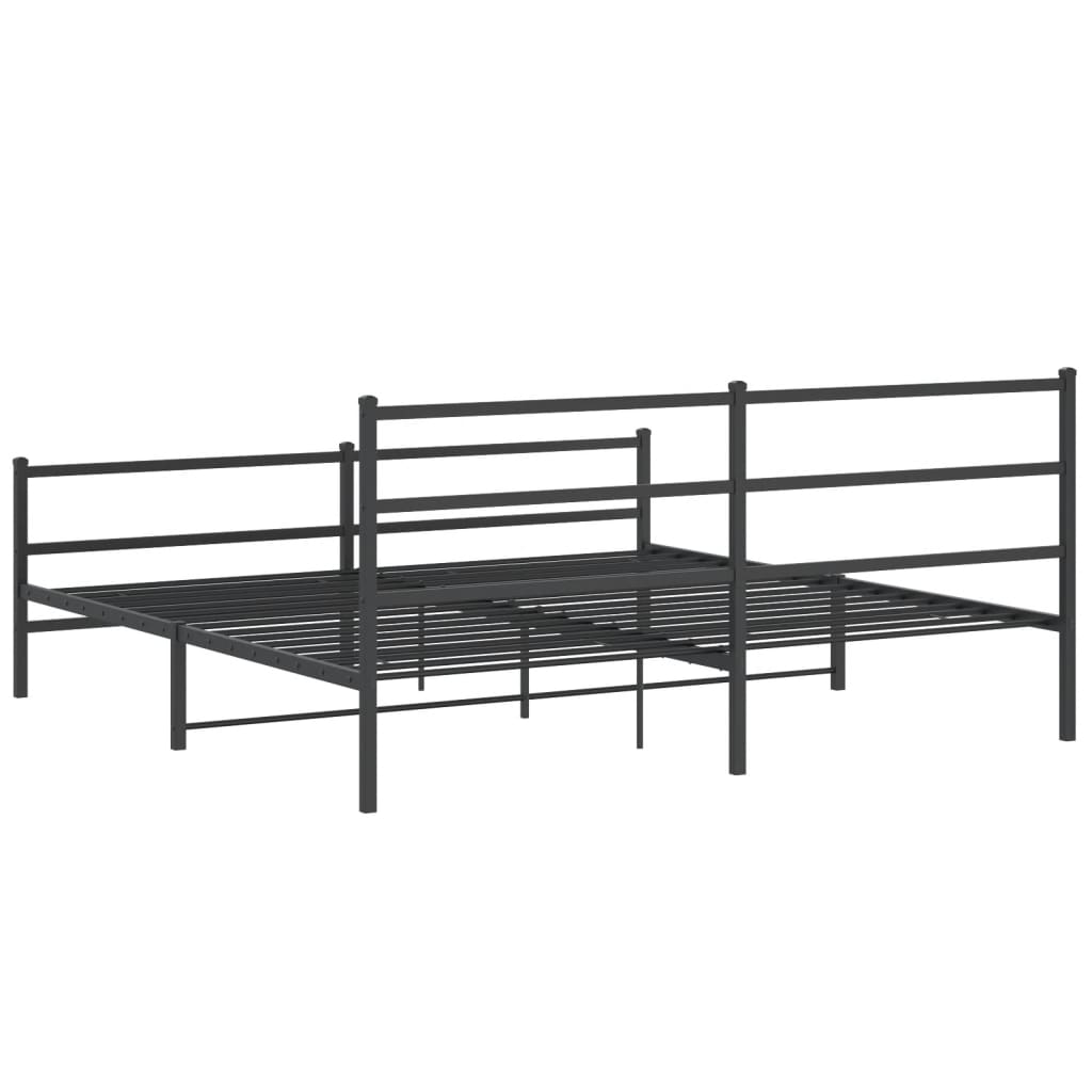 Bedframe Met Hoofd- En Voeteneinde Metaal 193 x 203 cm Zwart met hoofdbord & voetbord