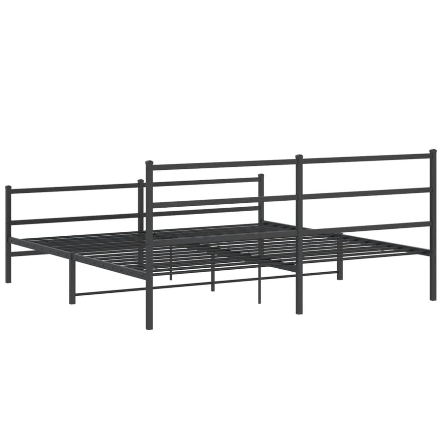 Bedframe Met Hoofd- En Voeteneinde Metaal 193 x 203 cm Zwart met hoofdbord & voetbord